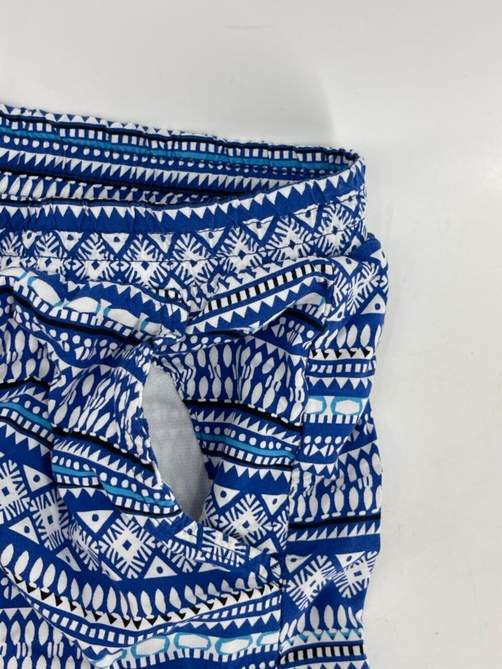 Old Navy Blue White Pattern Pull On Paper Bag Drawstring Waist Shorts Size XXL - Picture 8 of 13